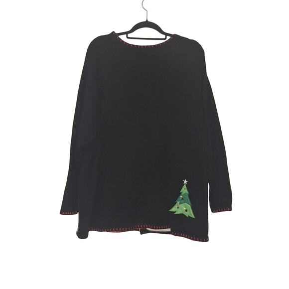 The Quaker Factory Women's Size 2X Christmas Dog Embroidered Christmas Sweater - Picture 2 of 8